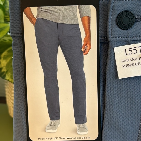 NWT- Banana Republic Flat Front chino Pant 40x29, black - Picture 2 of 5